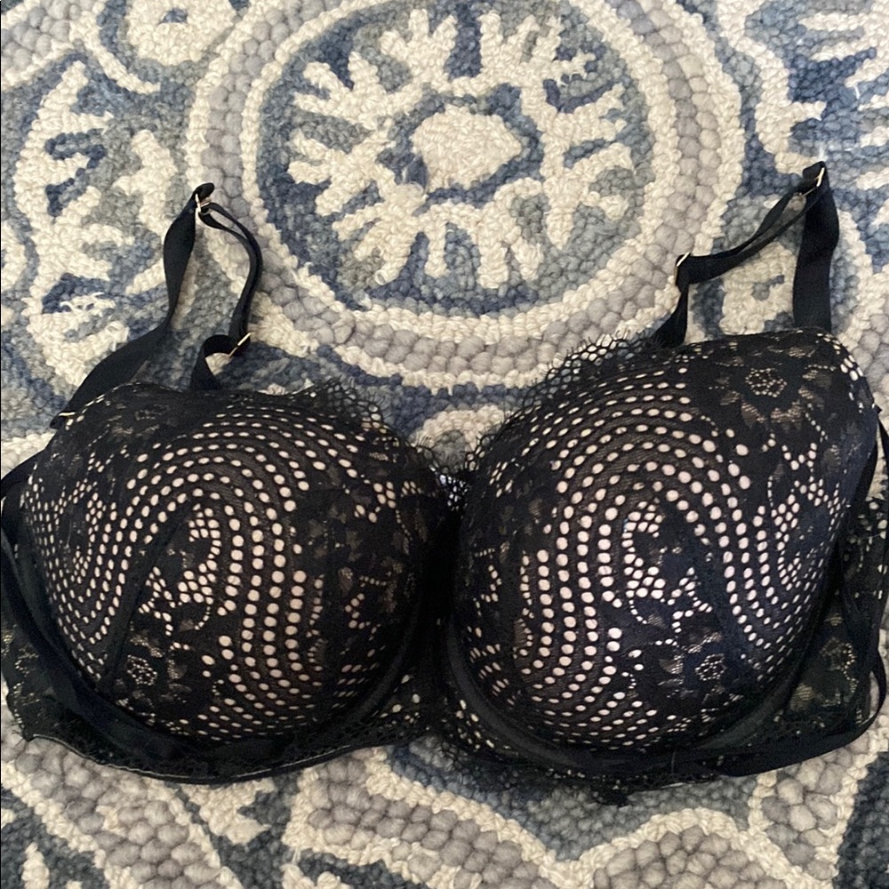 Lane Bryant Cacique Black Lace Balconette Bra with Underwire